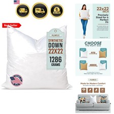 Synthetic Down Pillow Insert - 22x22 Down Alternative, Ultra Soft Large Squar...