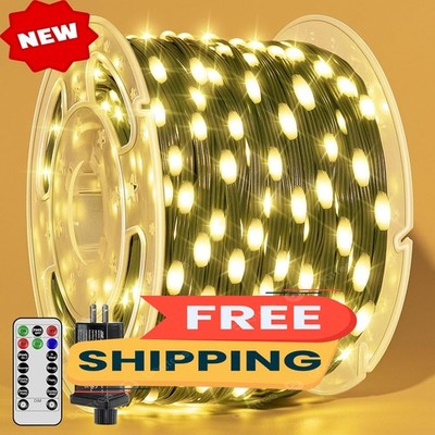 Luces navideñas de 1200 LED y 119 m, impermeables, con control remoto y temporiz