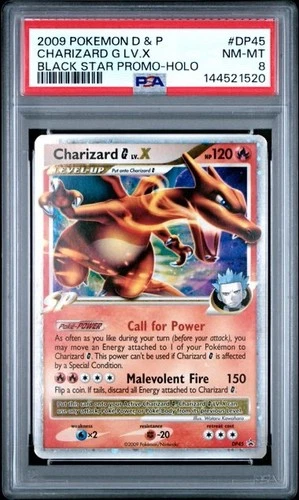 2009 POKEMON DIAMOND & PEARL BLACK STAR PROMO HOLO #DP45 CHARIZARD G LV.X PSA 8