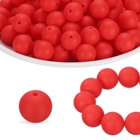 100 StüCk Silikonperlen 15Mm Silikonperlen GroßPackung Runde Scharlachrot