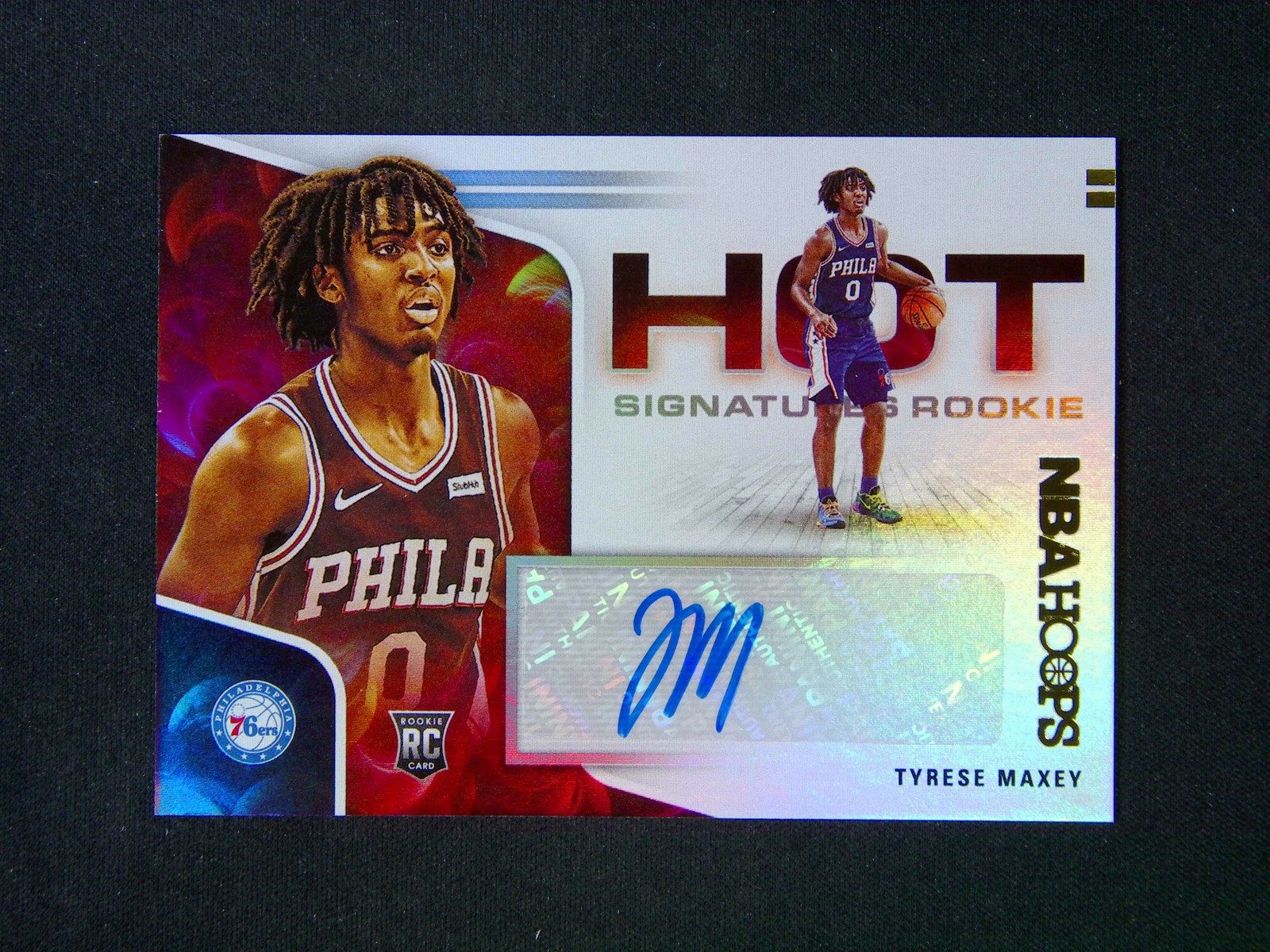 2020-21 Panini NBA Hoops Tyrese Maxey RC Rookie Hot Signatures Auto