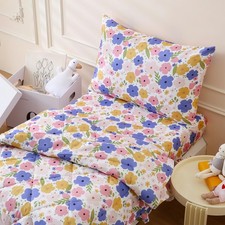 4 PCS Twin Kids Comforter Set Ultra Soft Microfiber Bed In A Bag Flat Sheet