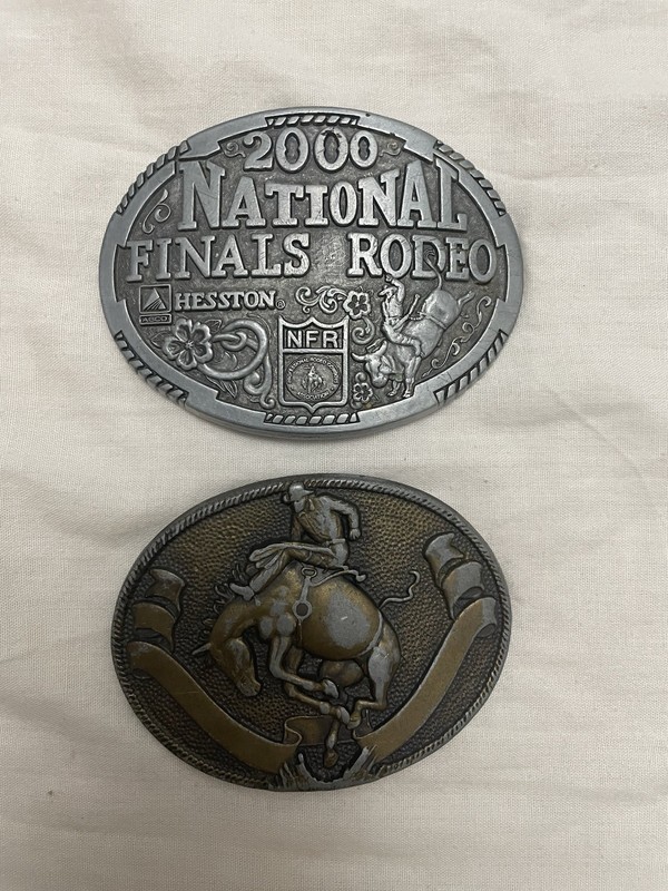 2000 Hesston NFR National Finals Rodeo Cowboys Montana 2 Belt Buckle Lot