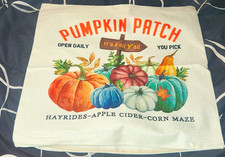 Pumpkin Patch Fall Harvest Burlap Farmhouse Graphic Print Pillow Cover 17x17