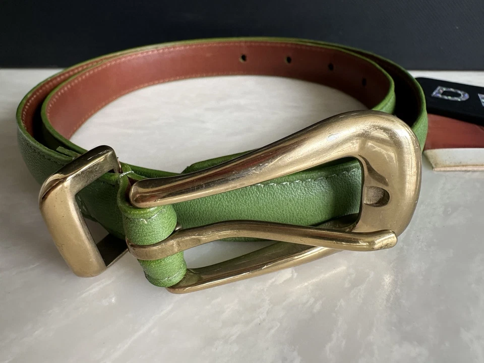 CINTURÓN MUJER COACH VINTAGE CLÁSICO CUERO VERDE HEBILLA LATÓN 8528 EE. UU. TALLA S Foto 3 de 4