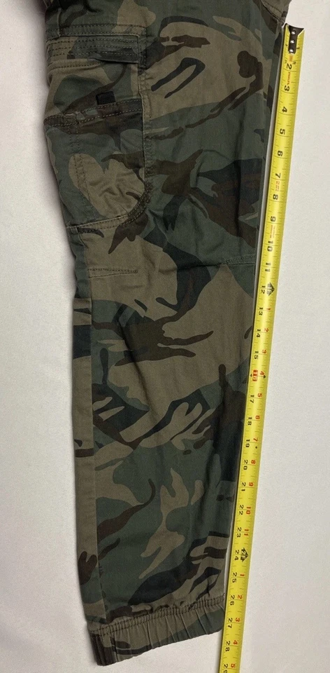 "Pantalones cargo Wrangler para niños jugadores verdes camuflados bolsillos 16 R cintura elástica entrepierna 27""" Foto 4 de 4