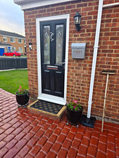 Black uPVC Front Entrance Door Single with Clear Glazed 75.5 Hieght ×28 3/4width