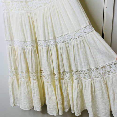 Vestido Spell Talla Pequeña Ojos de Cierva Crema Algodón Encaje RARO De Colección Reliquia Midi - Imagen 17 de 24
