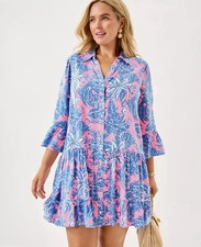 Lilly Pulitzer Diantha Tunic Dress Conch Shell Pink Up Scale 12 Ruffle New 198