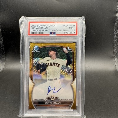 2023 BOWMAN DRAFT CHROME  AUTO #CDAJWH JOE WHITMAN Gold Shimmer Giants PSA 9