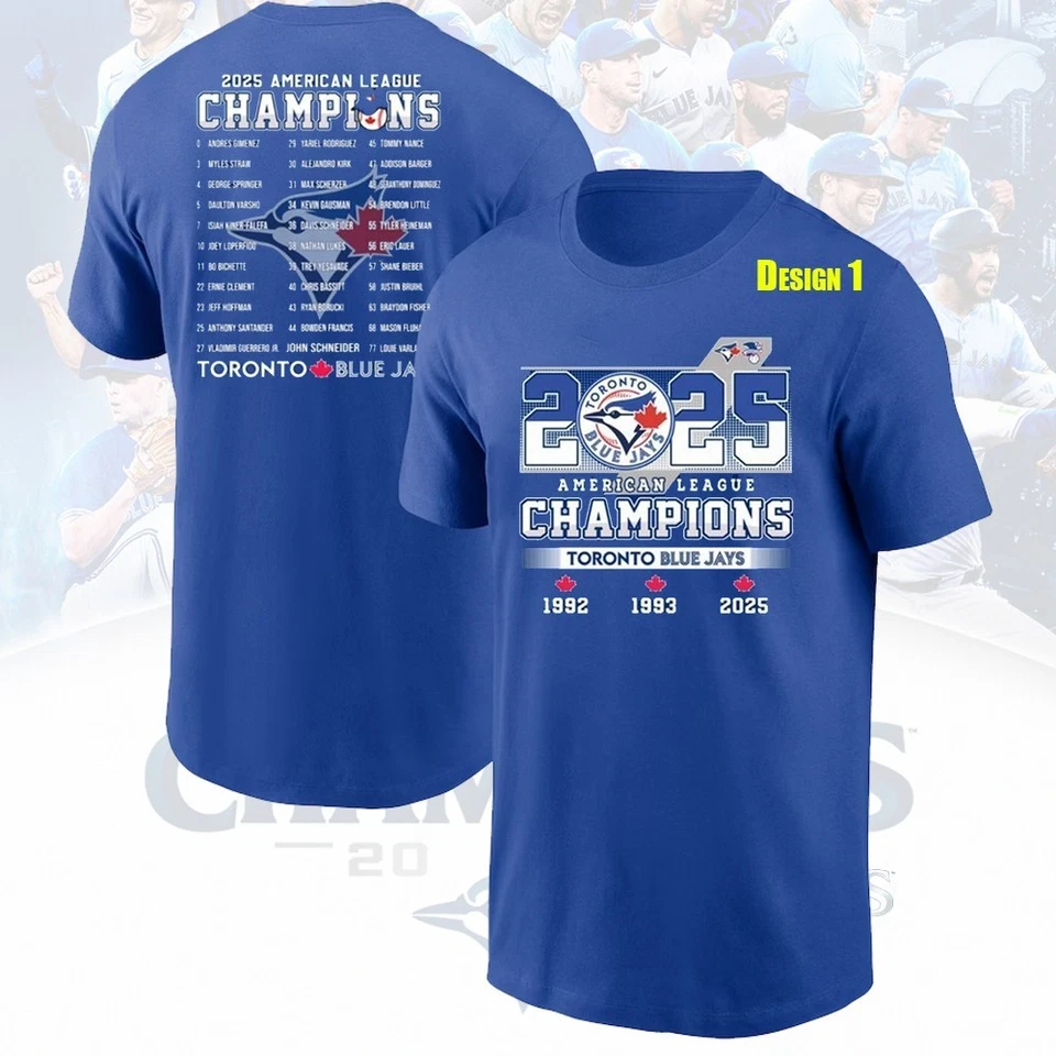 OFERTA 30% - Toronto Blue Jays 2025 Campeones de la Liga Americana Ambos Lados Para Fans Foto 3 de 4