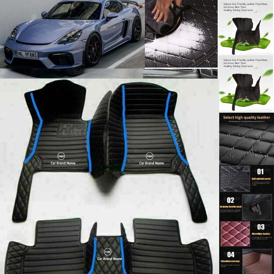 For Porsche Cayman Car Floor Mats Custom Waterproof Auto Liners Carpets Foto 4 de 4