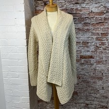 Irelandseye Irish Aran Cable Knit Long Cardigan Made in Dublin Ireland Size S
