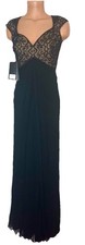 Tadashi Collection Black Silk / Lace Beaded Maxi Dress Size 2 NWT