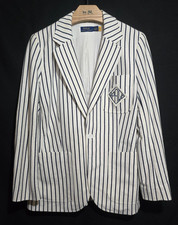 Ralph Lauren POLO Wmn's Striped Cotton Jersey Blazer w Embroidered PRL Patch 6