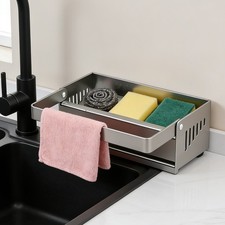Kitchen Sink Sponge Holder, Kitchen Sink Storage Organizer with Suction Cups