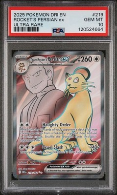 Pokémon PSA 10 GEM MINT Team Rocket's Persian ex 219/182 Destined