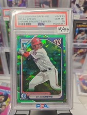 2024 Bowman Chrome Sapphire Dylan Crews Prospect PSA 10 Green #/99 Nats