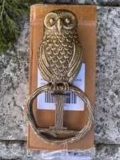 NIB Anthropologie Brass Owl Door Knocker - W/mounting Instructions & Hardware