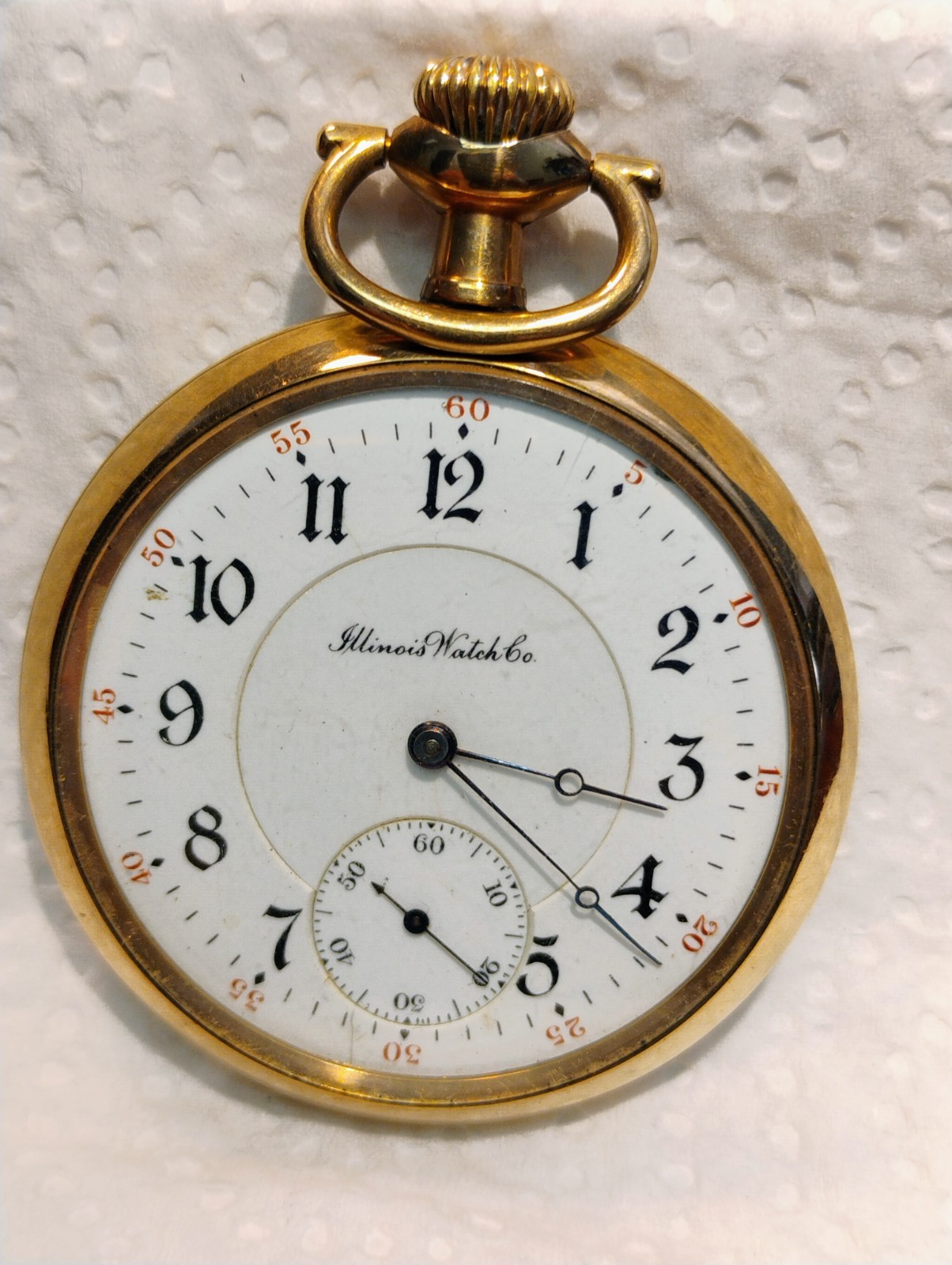 ILLINOIS WATCH CO.  ~ POCKET WATCH ~ 15 JEWEL ~ ENGRAVED ~ GOLD FILLED ~ RUNNING