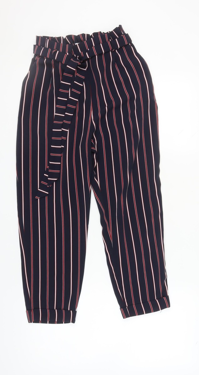 Pull&Bear Women's Striped Paperbag Trousers M