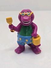 Vintage 1993 Barney the Purple Dinosaur PVC Figure Beach Day with Bucket Shovel