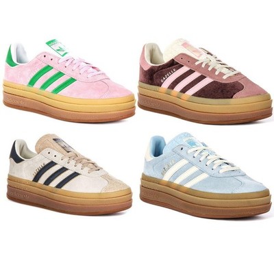 Adidas Gazelle Bold Layers Wildleder Plateau Damen Sneaker in Blau Weiß UK 3 - 8