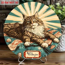1pc Vintage-Style Cat Aluminum Wall Art, 8x8 Inch - Charming Retro Tin Painting