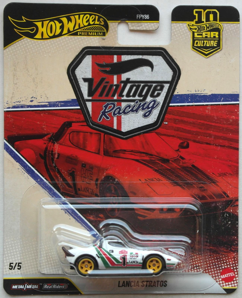 Hot Wheels Premium Lancia Stratos Weiß Vintage Racing Neu/Ovp HW Car Real Riders-image