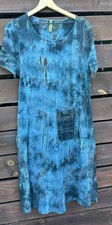 Vtg Pure Intent Boho Festival Blue Tie Dye Dress Made In USA Size S/M