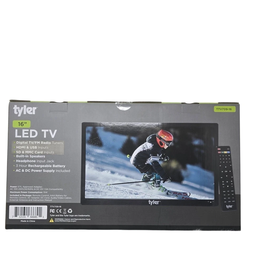 TYLER 16" Digital TV FM Radio Tuners HDMI/USB Inports LED TV #TTV709-16 NEW - Image 2 of 4