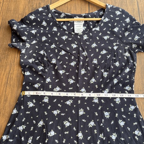 Laura Ashley Vintage Retro Ladies Navy Floral Cotton Maxi Dress Size M 10/12/14 - Picture 7 of 8