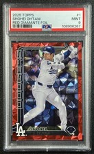 SHOHEI OHTANI PSA 9 2025 TOPPS BASEBALL #1 RED DIAMANTE 4/5 DODGERS