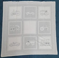 Cream Pram Blanket Cellular Lace Car Tractor Lorry Train 100x100cm