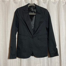 Body by Victoria Black Single Button Blazer Cotton Blend Tailored Jacket Size 2