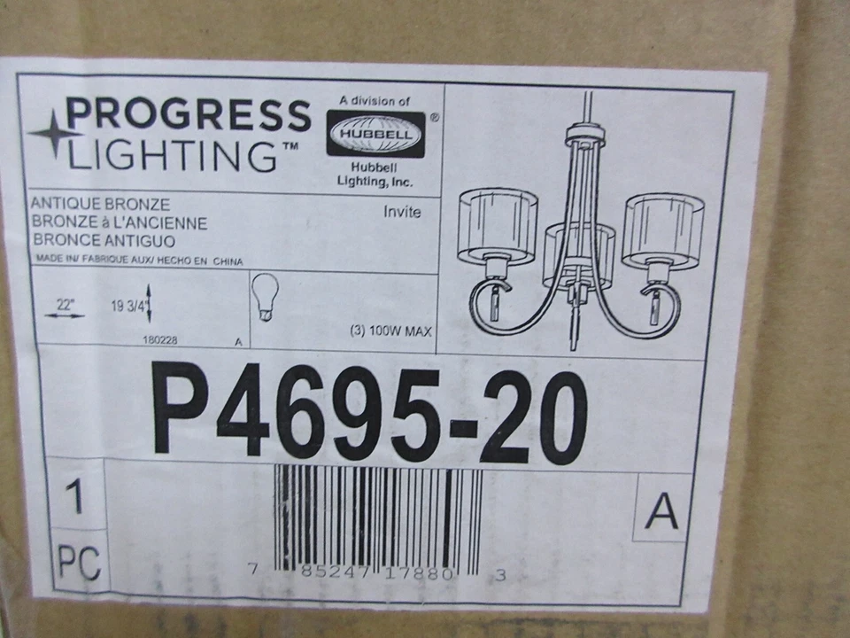 Progress Lighting Invite Collection 3 luces antiguo bronce blanco pantalla Mylar Foto 3 de 4