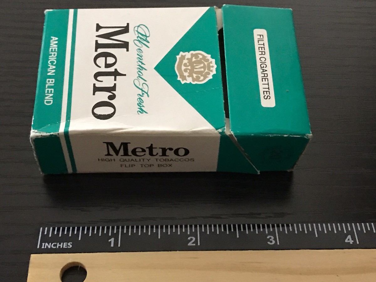 METRO MENTHOL FRESH AMERICAN BLEND CIGARETTES RARE VINTAGE HTF EMPTY BOX
