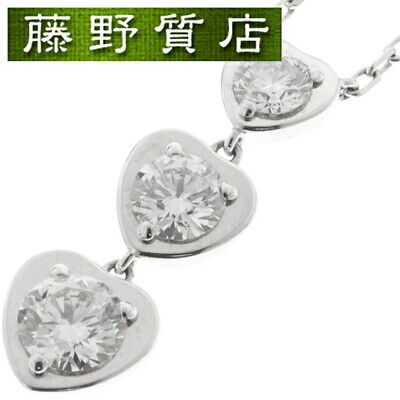 Cartier Heart Necklace K18 White Gold Diamond 3 Stones Cartier Heart Necklace K18 White Gold Diamond 3 Stones