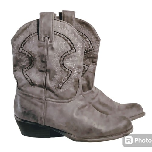 Studio Paolo Gray Western Cowgirl Booties Sz 6 - 第 1/12 張圖片