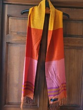 Vintage Cashmink V Fraas Bright Block Soft Scarf 62"x9" Made in West Germany EUC