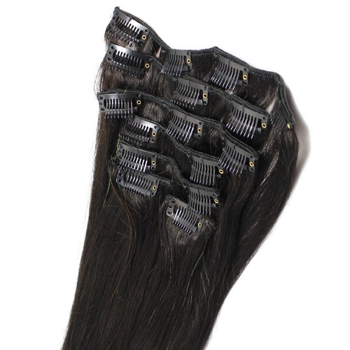 Extensiones de cabello humano con clip tramas dobles cabeza completa grueso cabello ruso Remy 7 un. - Imagen 31 de 82