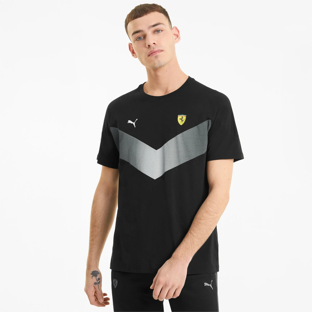 Puma Ferrari MCS T-Shirt Homme Noir Vêtements de Sport Décontracté