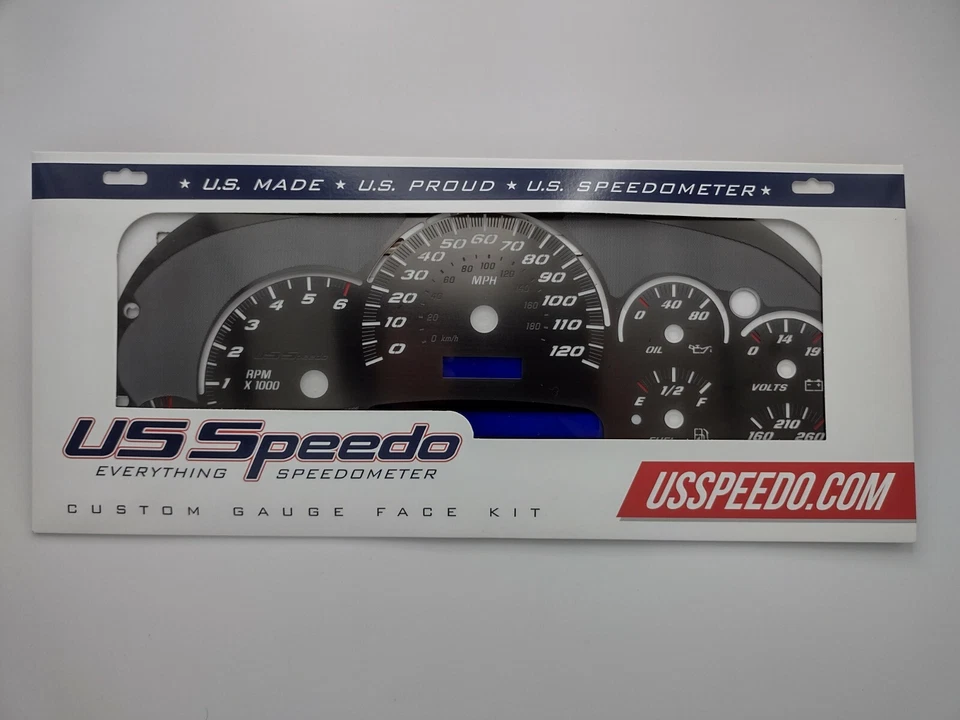 Kit de medidor personalizado de acero inoxidable Speedo Stealth de EE. UU. con punteros de texto blanco GM 03-06 Foto 2 de 4
