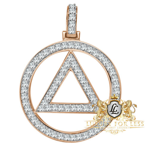 Pendentif homme en argent véritable Illuminati Eminem signe triangle 10 carats or rose charme 2' - Photo 1/4