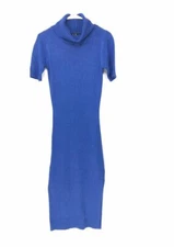 LULUS Size Small Turtleneck Long Knit Side Slit Sweater Maxi Dress Royal Blue