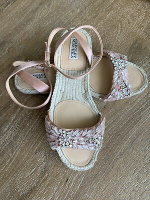 Badgley Mischka Espadrille Blush Pink Sandal with Jewels