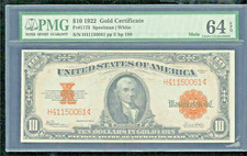 US 1922 $10 Gold Certificate FR 1173m Mule PMG 64 EPQ Ch CU (061)