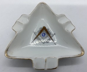 Great Vintage Masonic Themed Ashtray With Hand Painted Symbols Lefton China Ebay