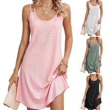 Womens Casual Sleeveless Crew Neck Midi Dresses Loose Summer Dress Sundress
