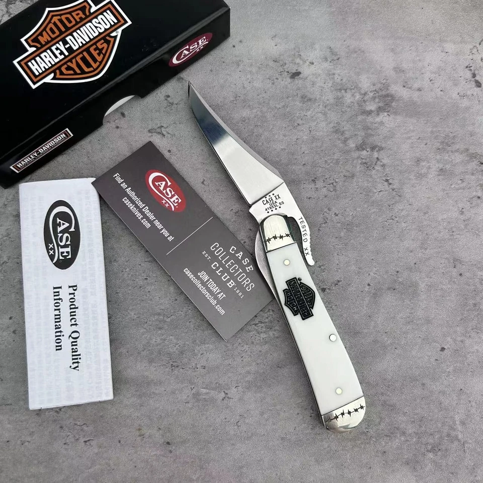 CASE XX Harley-Davidson Russlock White HANDLE Pocket Knife - 52249 - Image 2 of 4